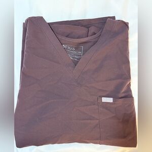 FIGS 5XL Brown Vneck scrub top